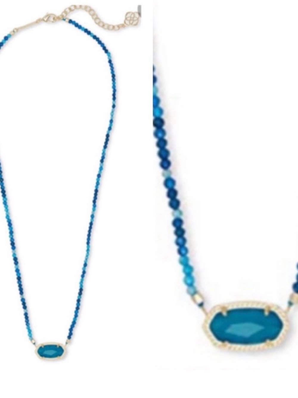 Kendra Scott Blue Faceted Stone Beaded Necklace with Gold Frame